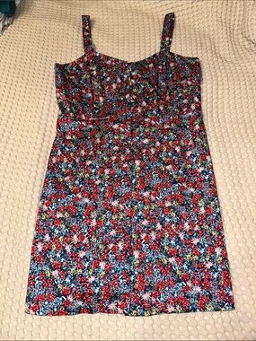 Gianni Bini Red and Blue Floral Mini Dress